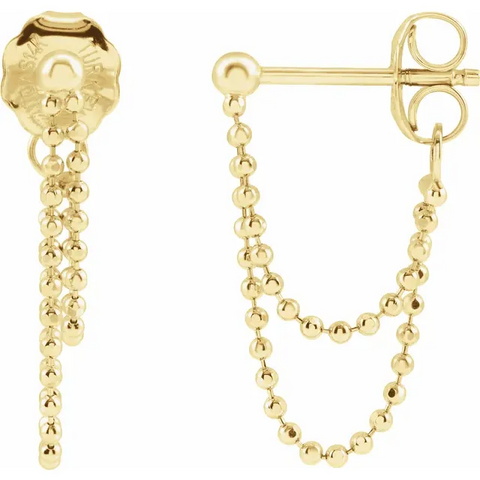 Gold plated 925 silver plain graduation balls chain with earrings